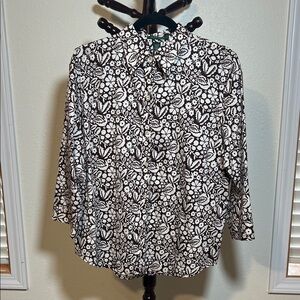 Lauren Ralph Lauren Brown and White Floral Button Down Shirt